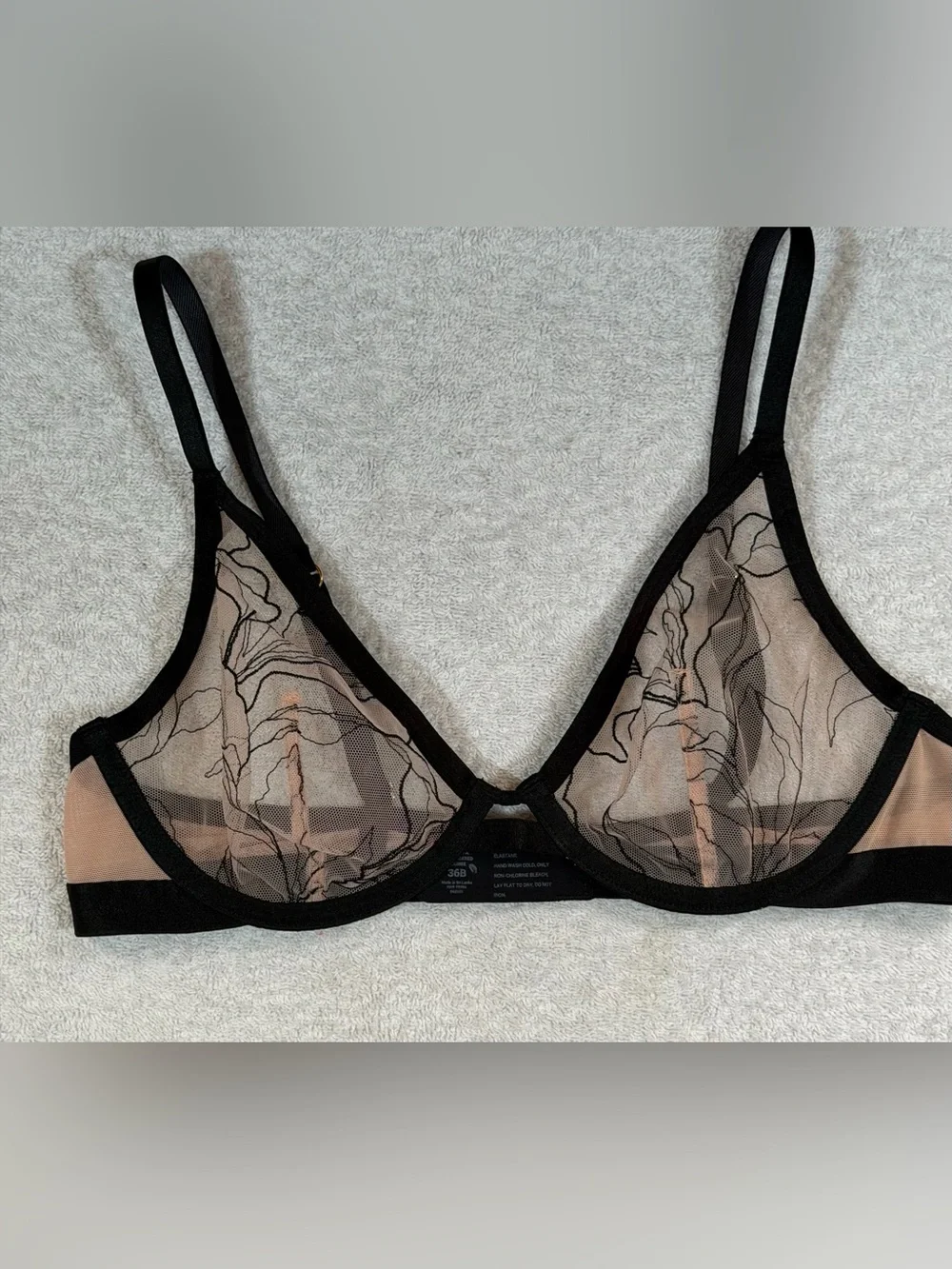Soma Linework Embroidered Unlined Plunge Floral Mesh Underwire Bra 042301 Sexy